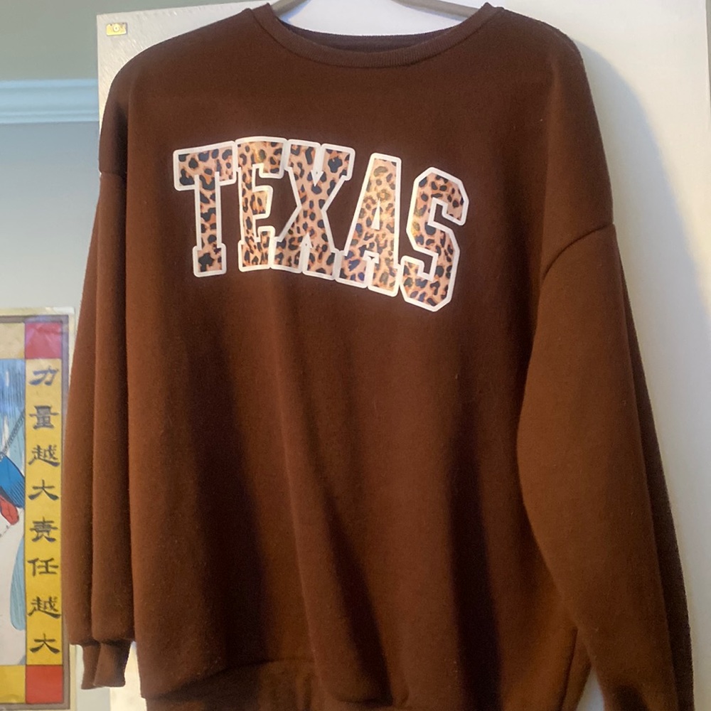 Letter & Leopard Print Drop Shoulder Sweatshirt